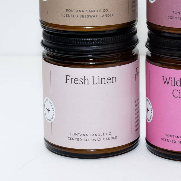 Fresh Linen Essential Oil Beeswax Jar Candle: Non-Toxic