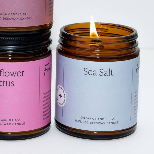 Sea Salt Essential Oil Beeswax Jar Candle: Non-Toxic