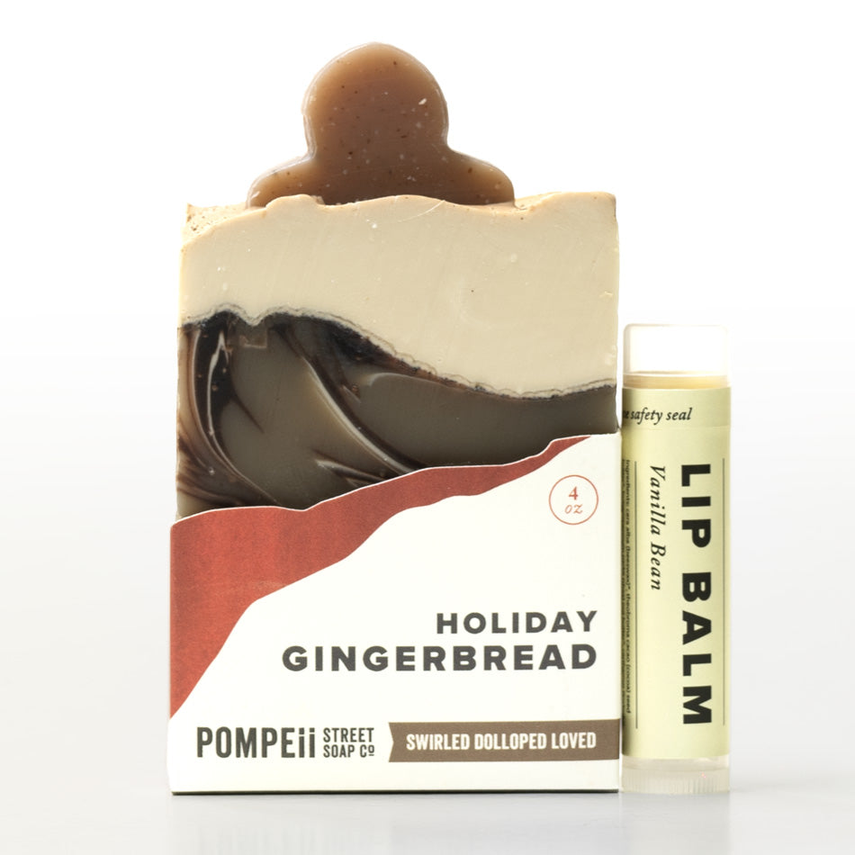 Holiday Gingerbread Soap Bar + Lip Balm