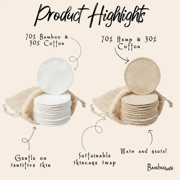 Reusable Bamboo Cotton Facial Rounds (Set of 10)