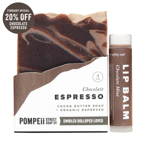 Chocolate Espresso Soap Bar + Lip Balm